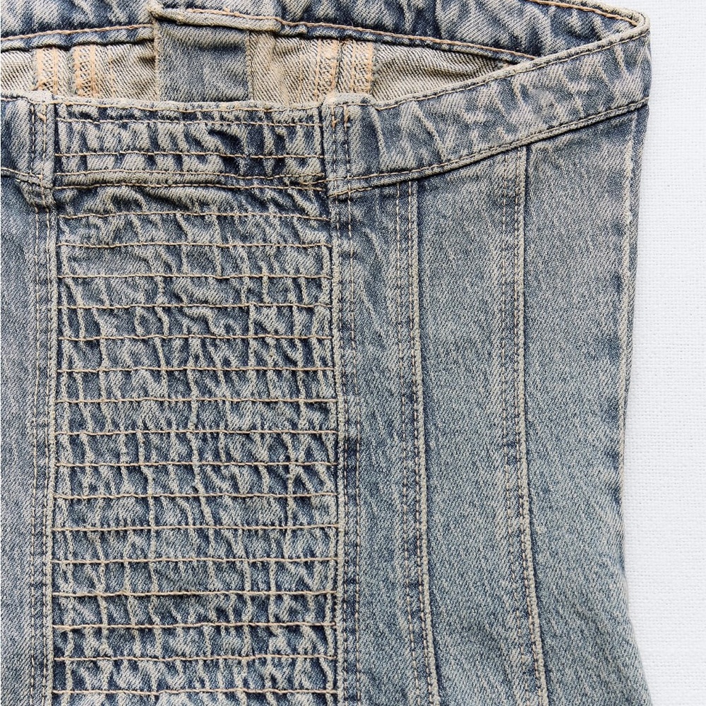 Zara Strapless DENIM JUMPSUIT New Collection - Picture 4 of 7